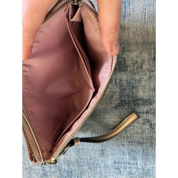 Coach Khaki / Saddle F53563 Signature Double Zip Wristlet - Picture 5 of 8